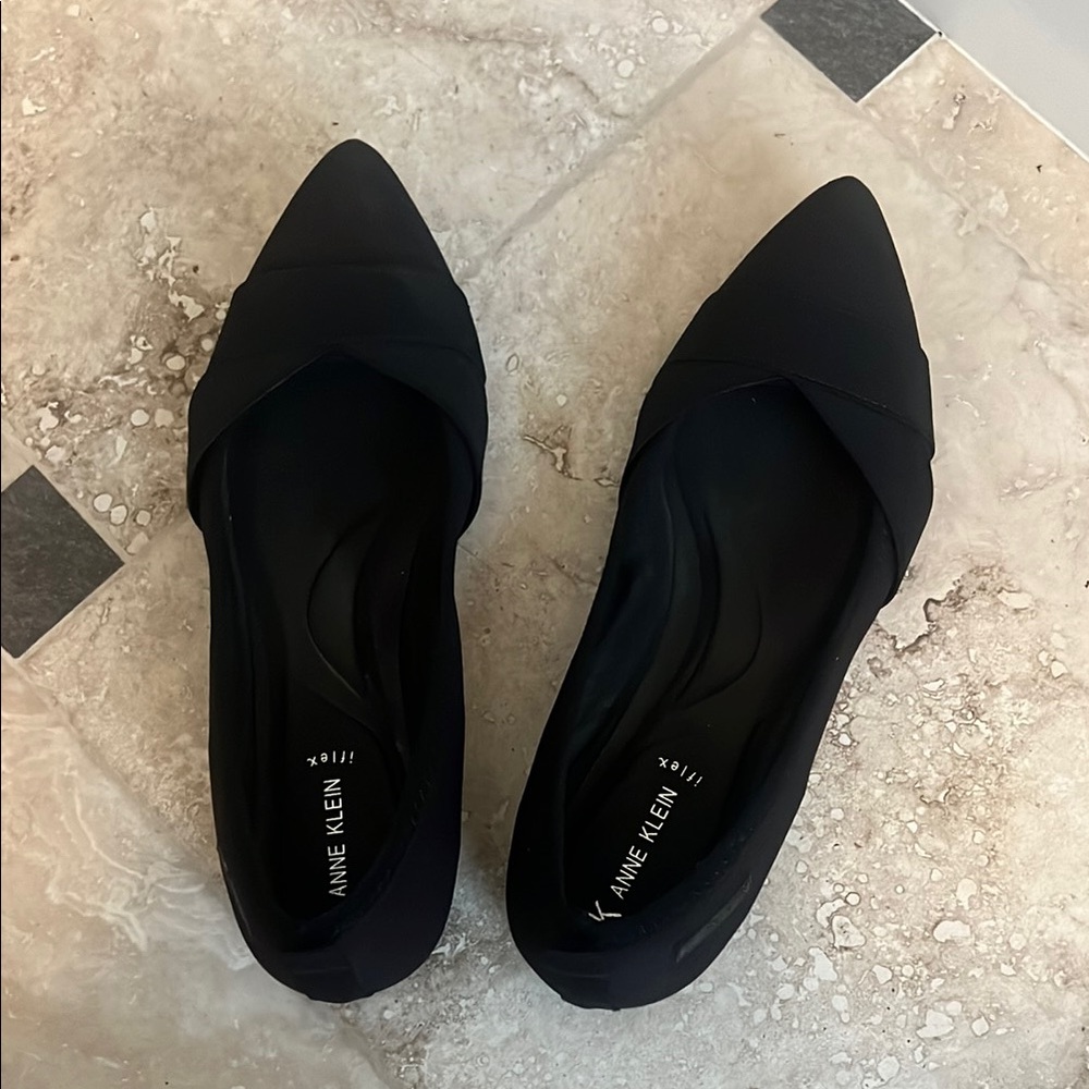 Anne Klein Black Suede Flats